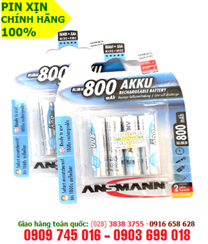 Ansmann AAA800mAh; Pin sạc AAA Ansmann Mignon HR03-AAA800mAh-1.2V | Vỉ 4 viên